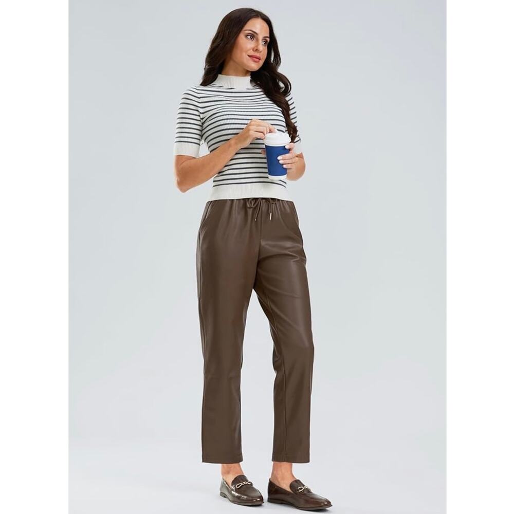 Santiny FAUX Leather Joggers Size M NWT